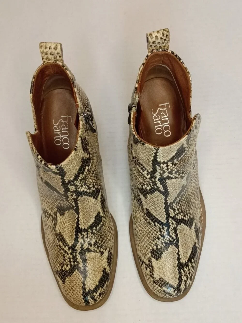 Franco Sarto Klora Roccia Snakeskin Ankle Boots Women's Size 9M